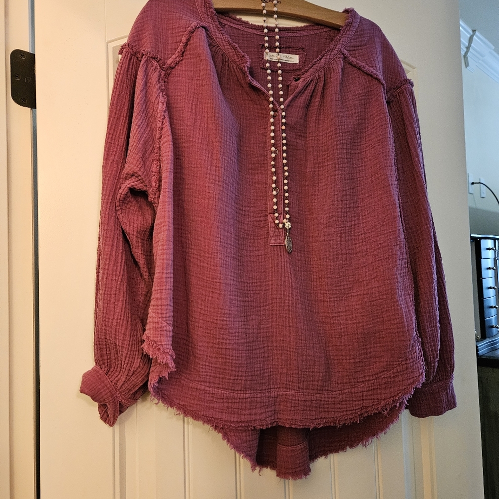 Free people plum cotton blouse